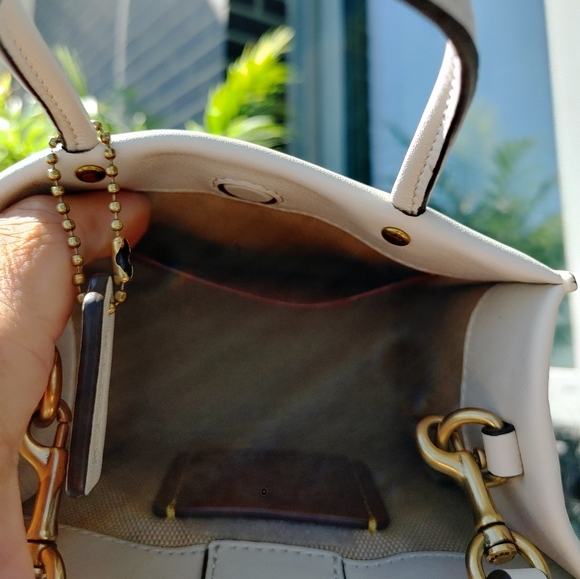 Coach Mini Ivory Leather Satchel Crossbody Bag - Picture 7 of 13